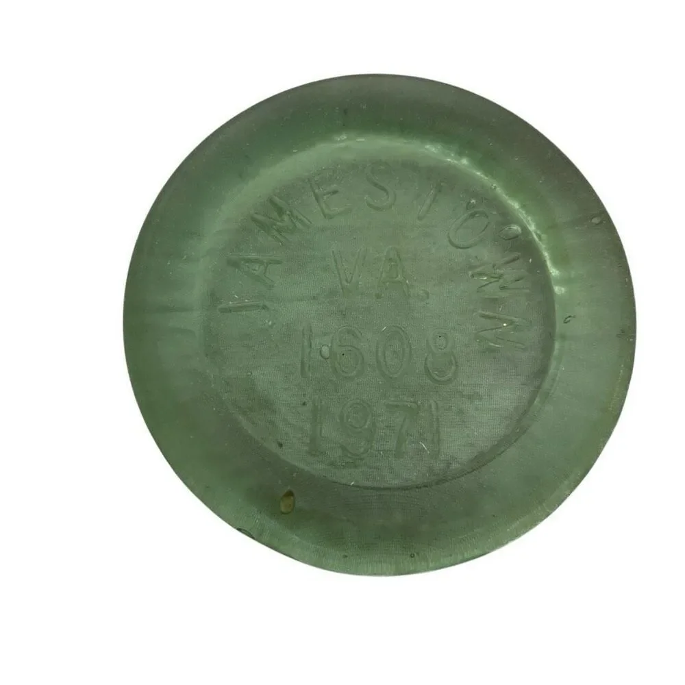 Jamestown VA 1608 1971 Green Glass Coaster